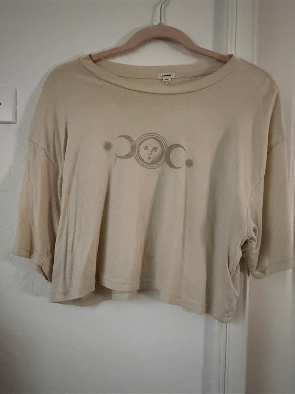 Garage Beige Moon Phase Cropped Tee